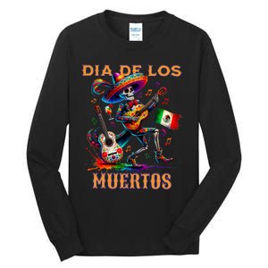 Dia De Los Muertos Skeleton Play Guitar Day Of The Dead Tall Long Sleeve T-Shirt