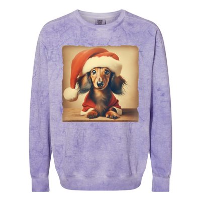 Dachshund Dog Lover Christmas Xmas Santa Family Holiday Gift Colorblast Crewneck Sweatshirt