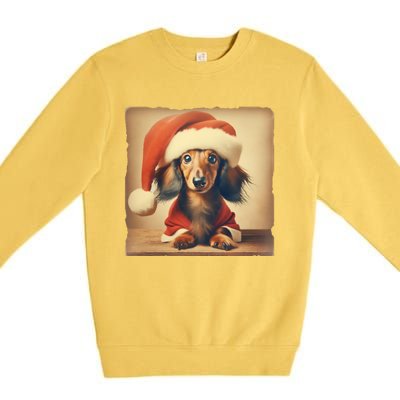 Dachshund Dog Lover Christmas Xmas Santa Family Holiday Gift Premium Crewneck Sweatshirt