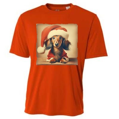 Dachshund Dog Lover Christmas Xmas Santa Family Holiday Gift Cooling Performance Crew T-Shirt