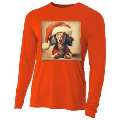 Dachshund Dog Lover Christmas Xmas Santa Family Holiday Gift Cooling Performance Long Sleeve Crew