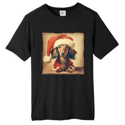 Dachshund Dog Lover Christmas Xmas Santa Family Holiday Gift Tall Fusion ChromaSoft Performance T-Shirt