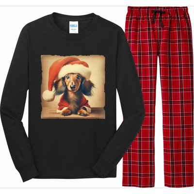 Dachshund Dog Lover Christmas Xmas Santa Family Holiday Gift Long Sleeve Pajama Set