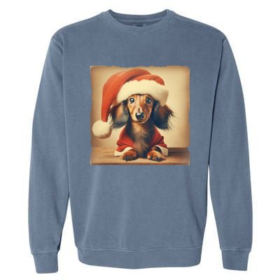 Dachshund Dog Lover Christmas Xmas Santa Family Holiday Gift Garment-Dyed Sweatshirt