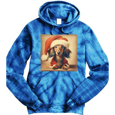 Dachshund Dog Lover Christmas Xmas Santa Family Holiday Gift Tie Dye Hoodie