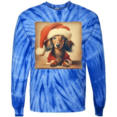 Dachshund Dog Lover Christmas Xmas Santa Family Holiday Gift Tie-Dye Long Sleeve Shirt