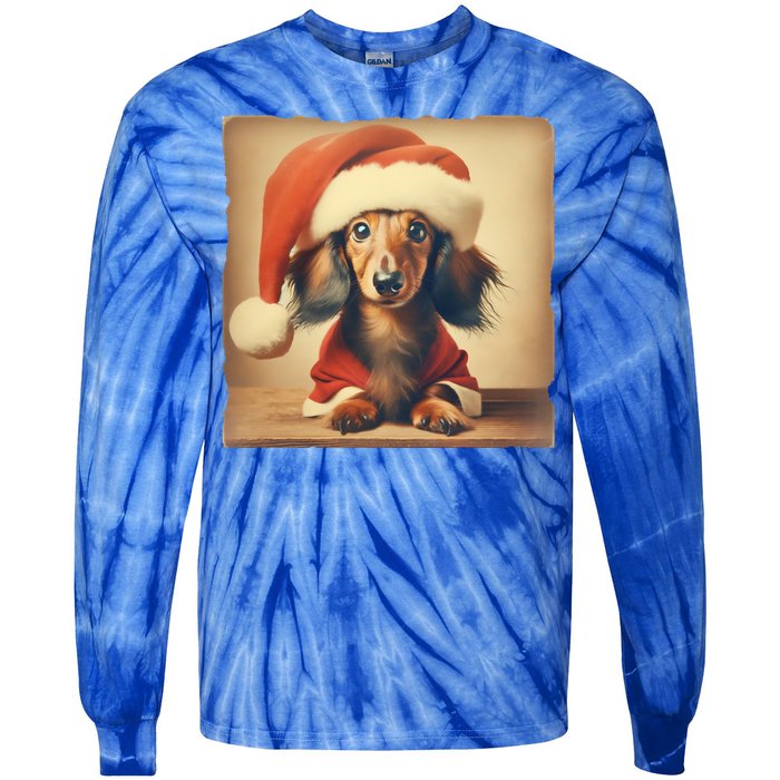 Dachshund Dog Lover Christmas Xmas Santa Family Holiday Gift Tie-Dye Long Sleeve Shirt