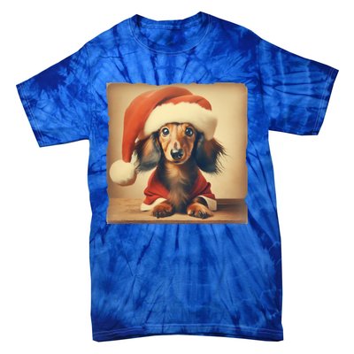 Dachshund Dog Lover Christmas Xmas Santa Family Holiday Gift Tie-Dye T-Shirt