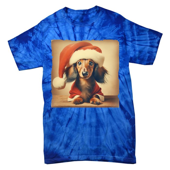 Dachshund Dog Lover Christmas Xmas Santa Family Holiday Gift Tie-Dye T-Shirt