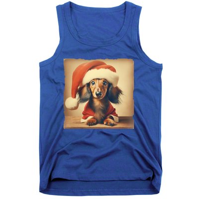 Dachshund Dog Lover Christmas Xmas Santa Family Holiday Gift Tank Top