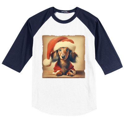 Dachshund Dog Lover Christmas Xmas Santa Family Holiday Gift Baseball Sleeve Shirt