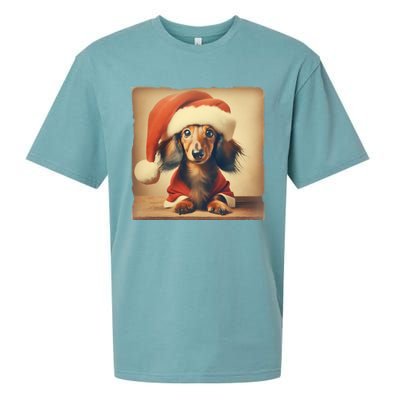 Dachshund Dog Lover Christmas Xmas Santa Family Holiday Gift Sueded Cloud Jersey T-Shirt