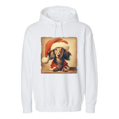 Dachshund Dog Lover Christmas Xmas Santa Family Holiday Gift Garment-Dyed Fleece Hoodie