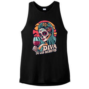 Diva De Los Muertos Skeleton Halloween Party Ladies PosiCharge Tri-Blend Wicking Tank