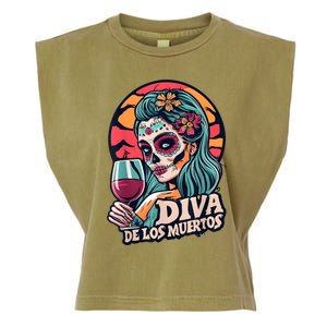 Diva De Los Muertos Skeleton Halloween Party Garment-Dyed Women's Muscle Tee