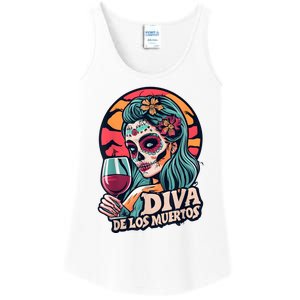 Diva De Los Muertos Skeleton Halloween Party Ladies Essential Tank