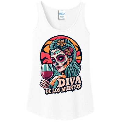 Diva De Los Muertos Skeleton Halloween Party Ladies Essential Tank