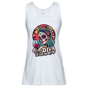 Diva De Los Muertos Skeleton Halloween Party Ladies Essential Flowy Tank