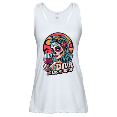 Diva De Los Muertos Skeleton Halloween Party Ladies Essential Flowy Tank