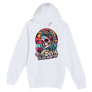 Diva De Los Muertos Skeleton Halloween Party Premium Pullover Hoodie