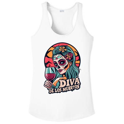 Diva De Los Muertos Skeleton Halloween Party Ladies PosiCharge Competitor Racerback Tank