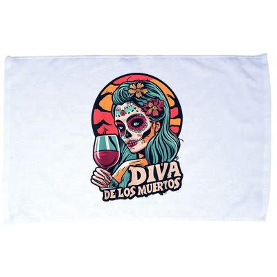 Diva De Los Muertos Skeleton Halloween Party Microfiber Hand Towel