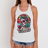 Diva De Los Muertos Skeleton Halloween Party Women's Knotted Racerback Tank