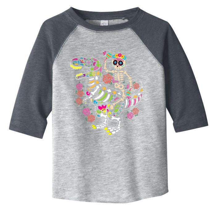 Dia De Los Muertos Skeleton Riding Dinosaur Toddler Fine Jersey T-Shirt