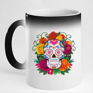 Dia De Los Muertos Costume Day Of The Dead Sugar Skull 11oz Black Color Changing Mug