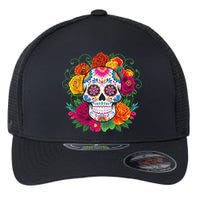 Dia De Los Muertos Costume Day Of The Dead Sugar Skull Flexfit Unipanel Trucker Cap