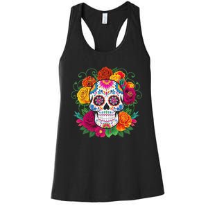 Dia De Los Muertos Costume Day Of The Dead Sugar Skull Women's Racerback Tank