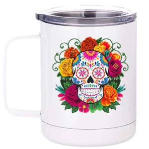 Dia De Los Muertos Costume Day Of The Dead Sugar Skull 12 oz Stainless Steel Tumbler Cup