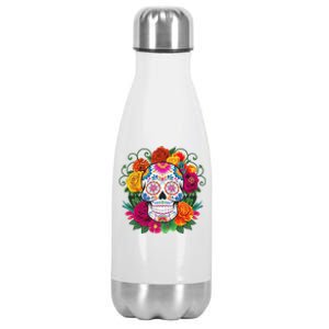 Dia De Los Muertos Costume Day Of The Dead Sugar Skull Stainless Steel Insulated Water Bottle