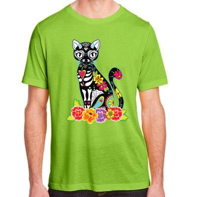 Dia De Los Muertos Cat Day Of The Dead Funny Halloween Adult ChromaSoft Performance T-Shirt