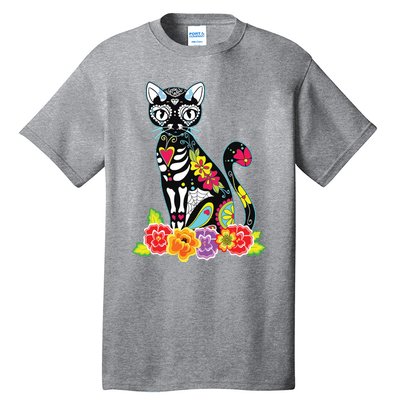 Dia De Los Muertos Cat Day Of The Dead Funny Halloween Tall T-Shirt