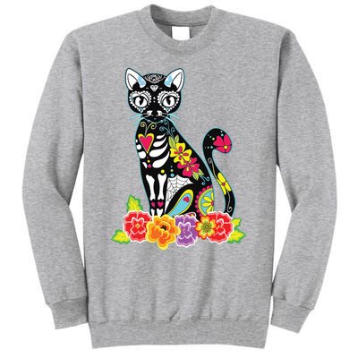 Dia De Los Muertos Cat Day Of The Dead Funny Halloween Tall Sweatshirt