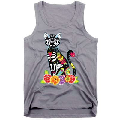 Dia De Los Muertos Cat Day Of The Dead Funny Halloween Tank Top