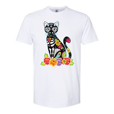 Dia De Los Muertos Cat Day Of The Dead Funny Halloween Softstyle CVC T-Shirt