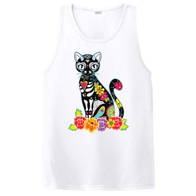 Dia De Los Muertos Cat Day Of The Dead Funny Halloween PosiCharge Competitor Tank