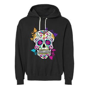 Dia De Los Muertos Sugar Skull Garment-Dyed Fleece Hoodie