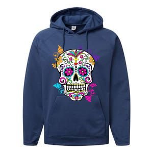 Dia De Los Muertos Sugar Skull Performance Fleece Hoodie