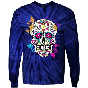 Dia De Los Muertos Sugar Skull Tie-Dye Long Sleeve Shirt