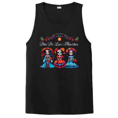 Dia De Los Muertos Three Catrinas Day Of The Dead PosiCharge Competitor Tank