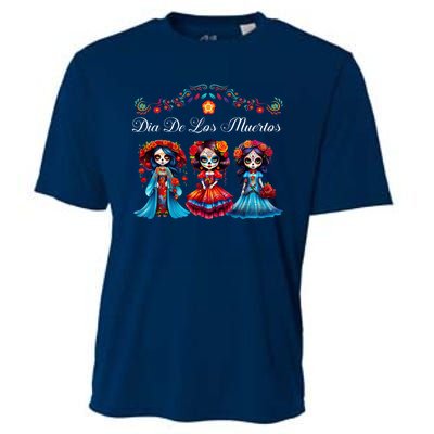 Dia De Los Muertos Three Catrinas Day Of The Dead Cooling Performance Crew T-Shirt