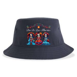 Dia De Los Muertos Three Catrinas Day Of The Dead Sustainable Bucket Hat