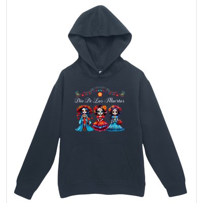 Dia De Los Muertos Three Catrinas Day Of The Dead Urban Pullover Hoodie