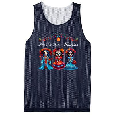 Dia De Los Muertos Three Catrinas Day Of The Dead Mesh Reversible Basketball Jersey Tank