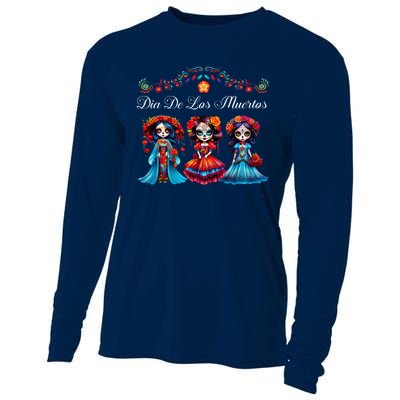 Dia De Los Muertos Three Catrinas Day Of The Dead Cooling Performance Long Sleeve Crew