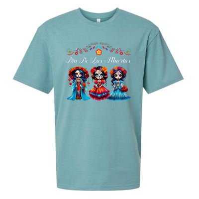 Dia De Los Muertos Three Catrinas Day Of The Dead Sueded Cloud Jersey T-Shirt