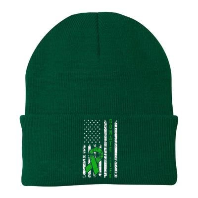 Distressed Donate Life USA Flag Organ Kidney Donor Ribbon Knit Cap Winter Beanie